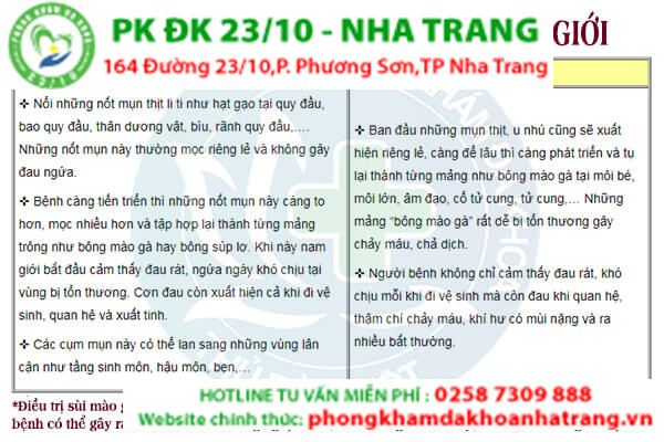 Biểu hiện sùi mào gà ở nam và nữ giới